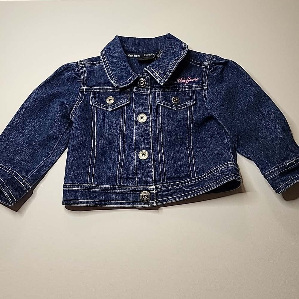 CALVIN KLEIN Jeans‎ Girls Blue Cotton Blend Button Closure Denim Jacket Size 12M